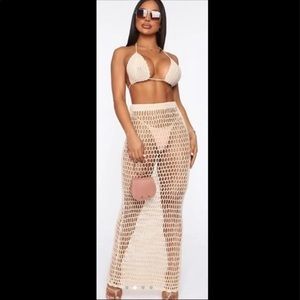 FASHION NOVA Crochet skirt set cover up